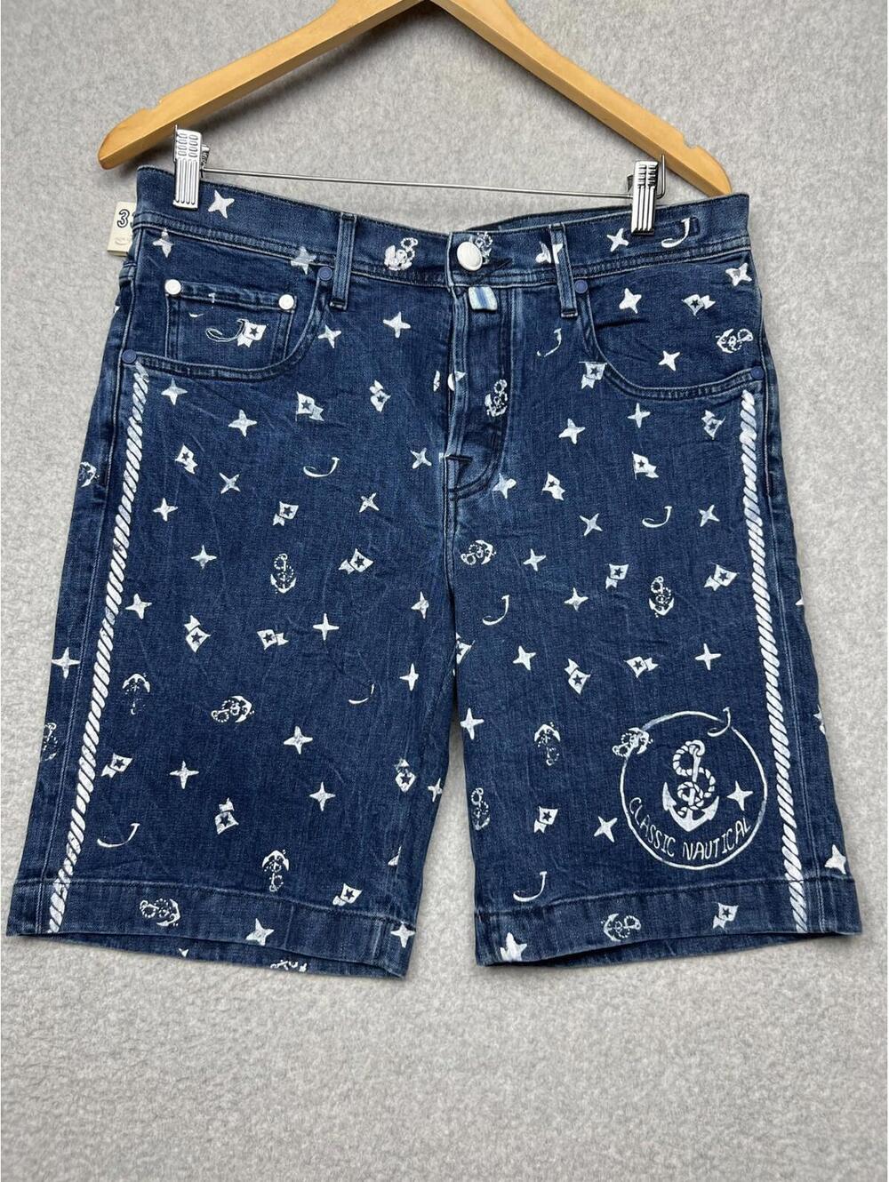 RARE Unique JACOB COHEN Denim Jeans Shorts 33 Classic Nautical PREMIUM EDITION